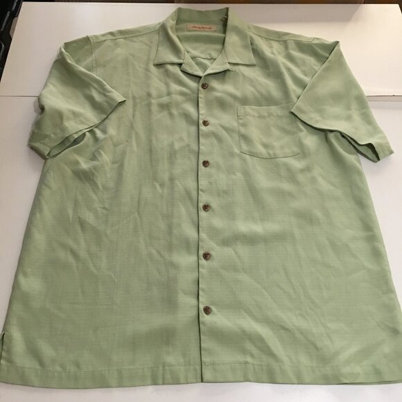 Tommy Bahama Hawaiian Shirt Mens Large Green Silk Short Sleeve - Picture 1 of 7